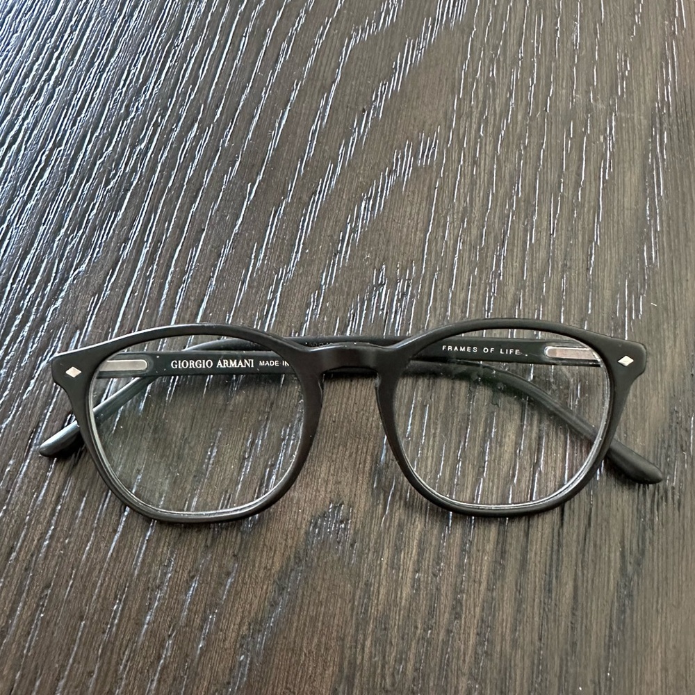 Unisex Giorgio Armani Black Rectangular Glasses